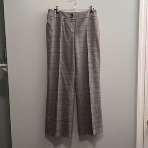 Talbots Women's Gray Black Glen Check Wool Blend Heritage Wide Leg Trousers 4P